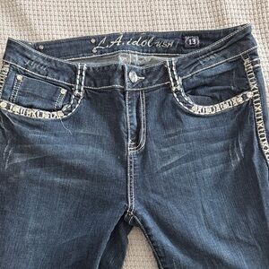 L.A. idol Women's Dark Blue Straight Leg Jeans